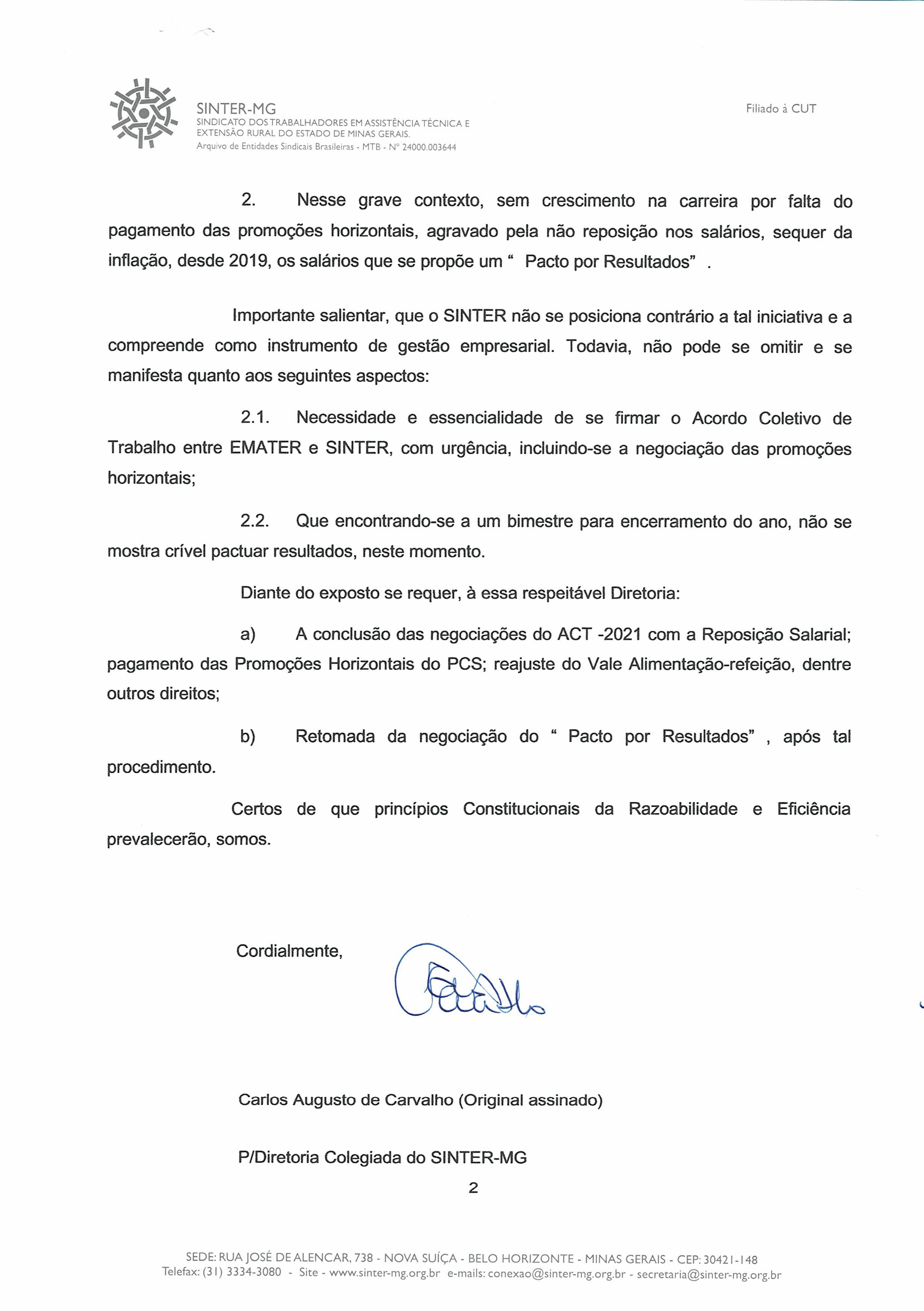 Adiamento Pacto por resultados e fechamento ACT 1